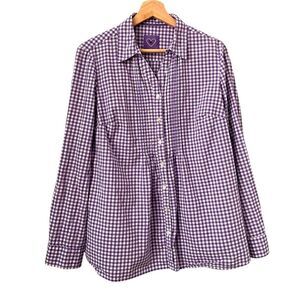 Purple Checkered Front Button Shirt in Size EU 42
